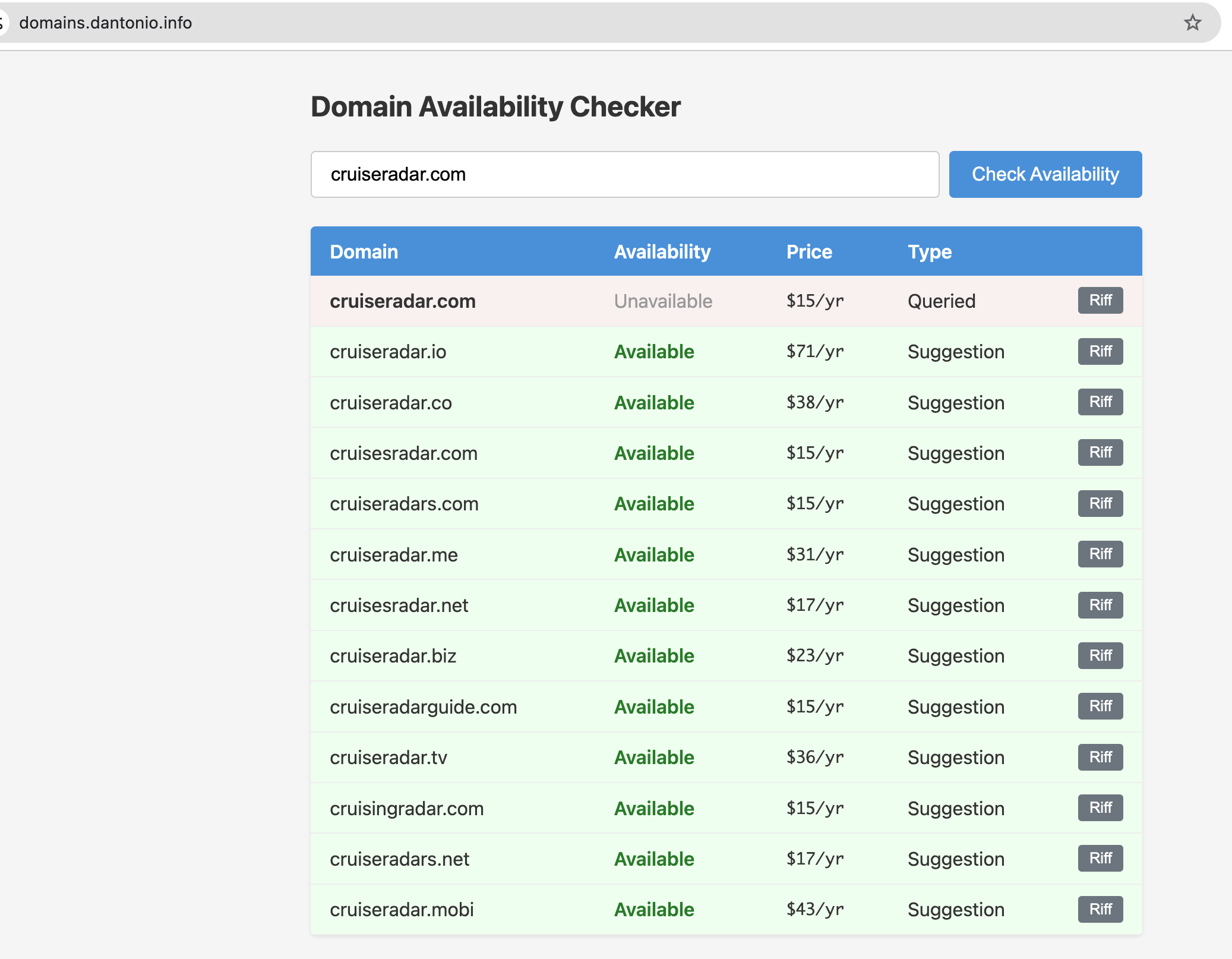 Domain Availability Checker screenshot